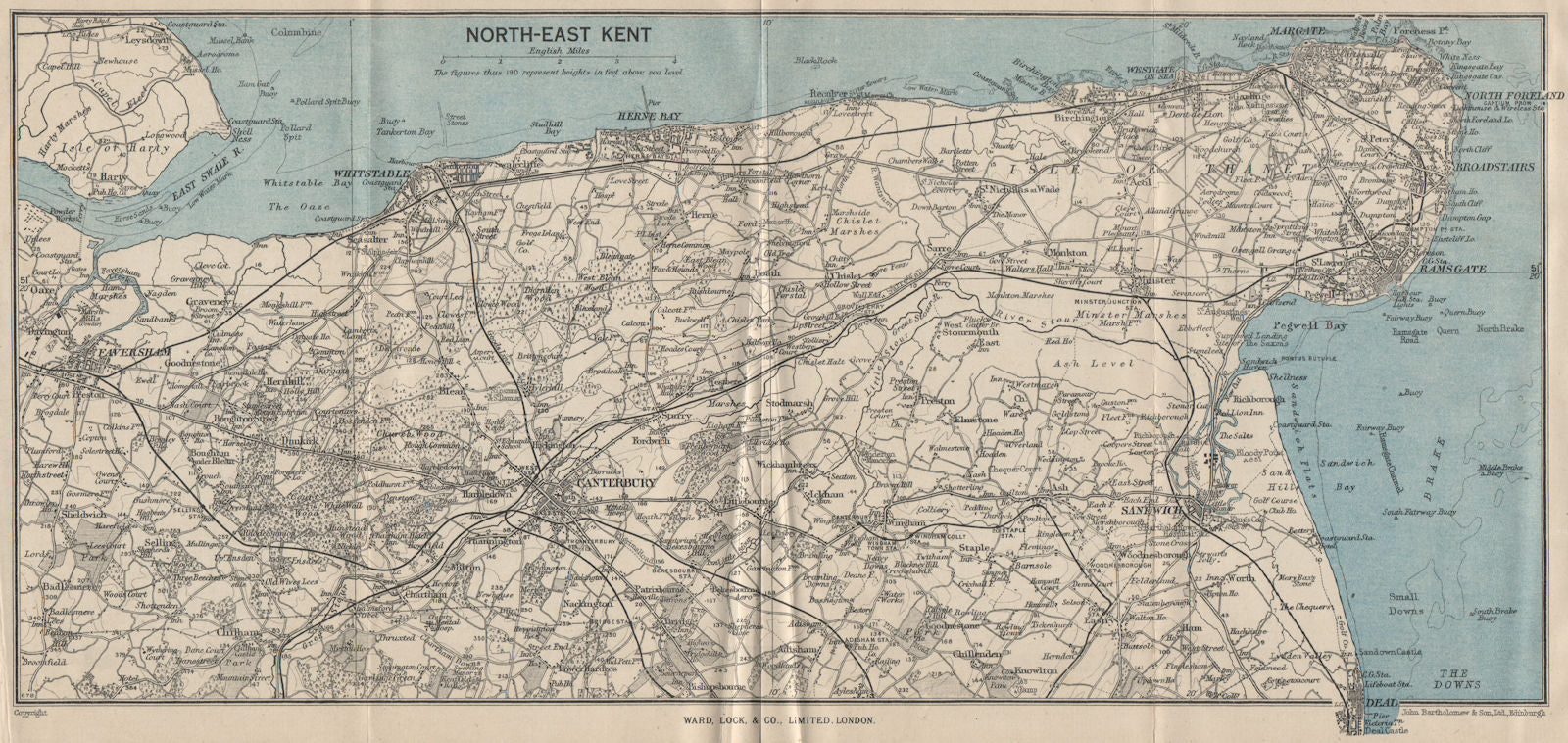 NORTH-EAST KENT. Thanet Faversham Canterbury Sandwich Ramsgate Margate c1962 map